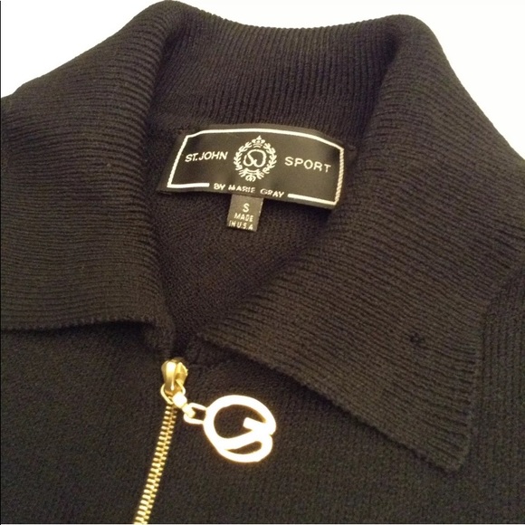 ST JOHN SPORT Cardigan S Black Zip up  (BG) - Picture 3 of 5